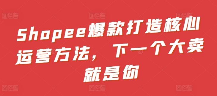 Shopee爆款打造核心运营方法，下一个大卖就是你-创客资源阁