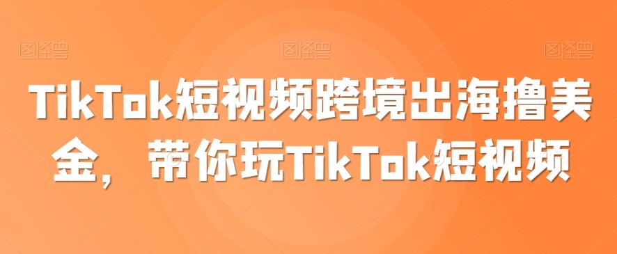 TikTok短视频跨境出海撸美金，带你玩TikTok短视频-创客资源阁