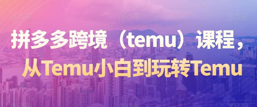 拼多多跨境（temu）课程，从Temu小白到玩转Temu-创客资源阁