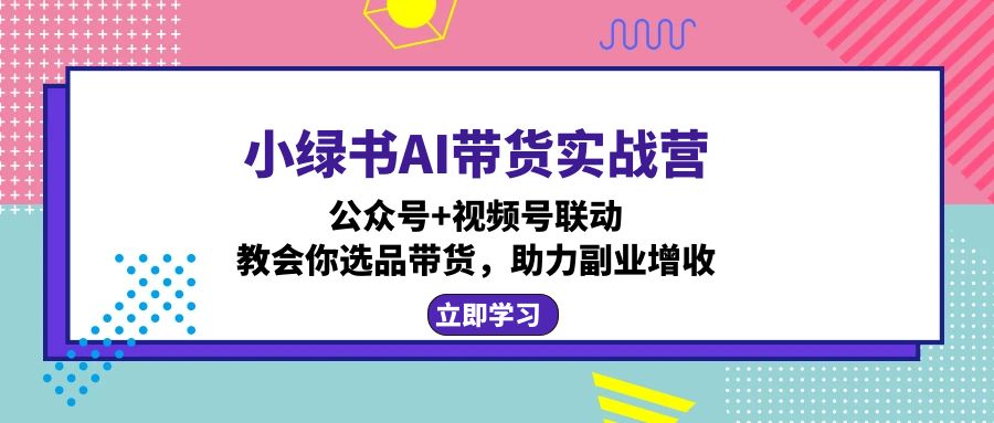 小绿书AI带货实战营：公众号+视频号联动，教会你选品带货，助力副业增收-创客资源阁