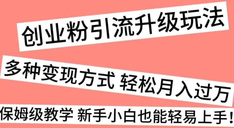 创业粉引流升级玩法，多种变现方式轻松月入过万，保姆级教学新手小白也能轻易上手！-创客资源阁