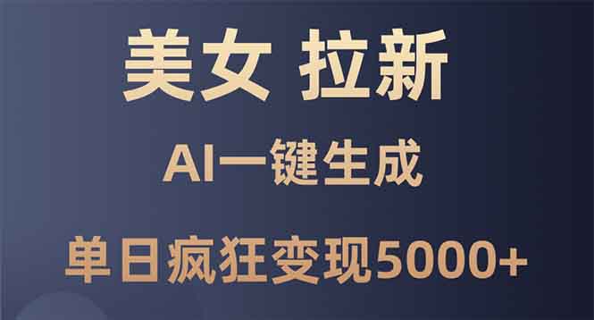 美女暴力拉新，通过AI一键生成，单日疯狂变现5000+，纯小白一学就会！-创客资源阁