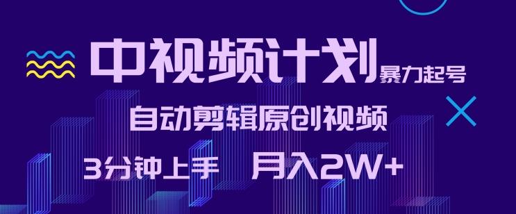 中视频计划暴力起号，自动剪辑原创视频，3分钟上手，月入2W+【揭秘】-创客资源阁