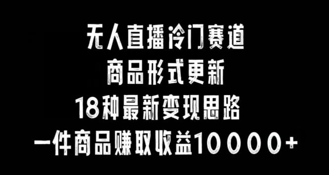 无人直播冷门赛道，商品形式更新，18种变现思路，一件商品赚取收益10000+【揭秘】-创客资源阁