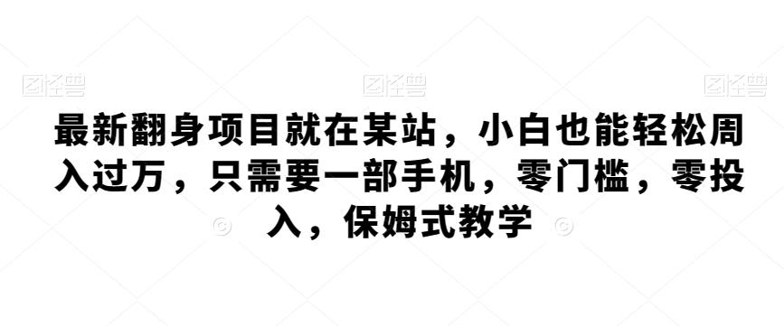 最新翻身项目就在某站，小白也能轻松周入过万，只需要一部手机，零门槛，零投入，保姆式教学-创客资源阁