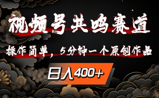 视频号共鸣赛道，操作简单，5分钟1个原创作品，日入几张【揭秘】-创客资源阁