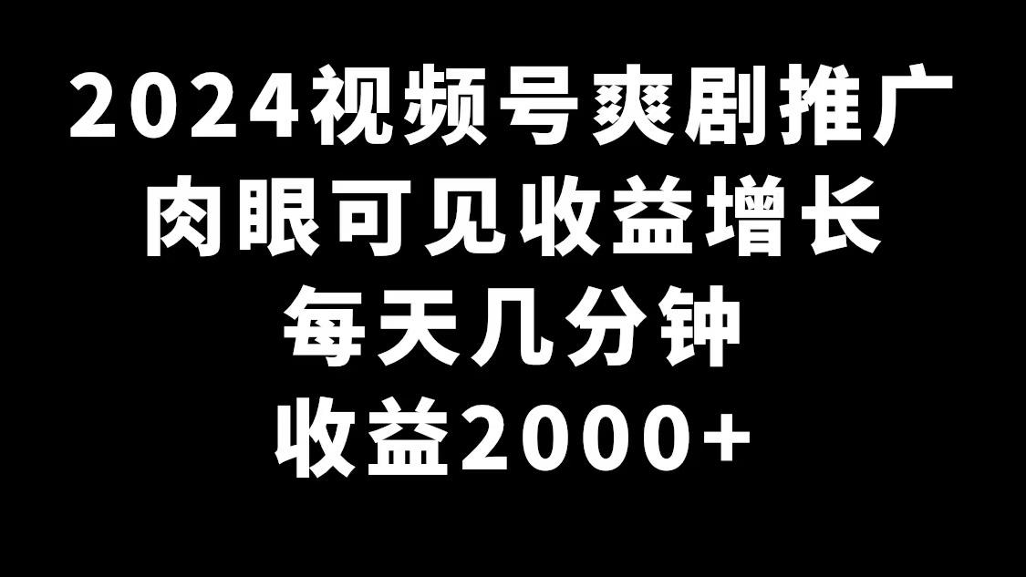 2024视频号爽剧推广，肉眼可见的收益增长，每天几分钟收益2000+-创客资源阁