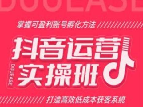 抖音运营实操班，掌握可盈利账号孵化方法，打造高效低成本获客系统-创客资源阁