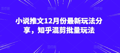 小说推文12月份最新玩法分享，知乎混剪批量玩法-创客资源阁