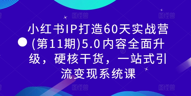小红书IP打造60天实战营(第11期)5.0​内容全面升级，硬核干货，一站式引流变现系统课-创客资源阁