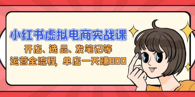 小红书虚拟电商实战课：开店、选品、发笔记等运营全流程，单店一天赚800-创客资源阁