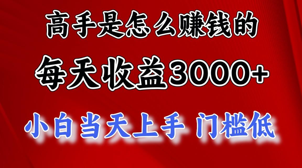 高手是怎么赚钱的，一天收益3000+ 这是穷人逆风翻盘的一个项目，非常稳…-创客资源阁