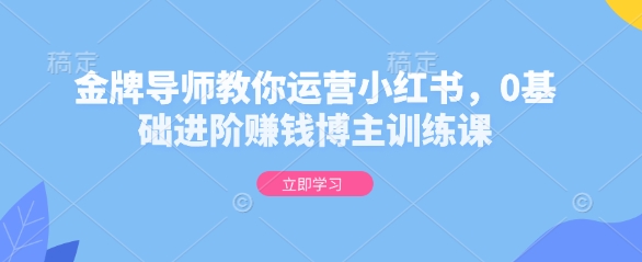 金牌导师教你运营小红书，0基础进阶赚钱博主训练课-创客资源阁