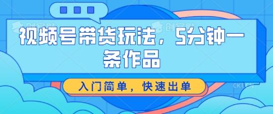 视频号带货玩法，5分钟一条作品，入门简单，快速出单【揭秘】-创客资源阁