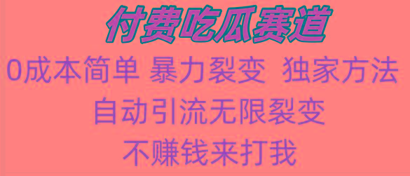 吃瓜付费赛道，暴力无限裂变，0成本，实测日入700+！！！-创客资源阁