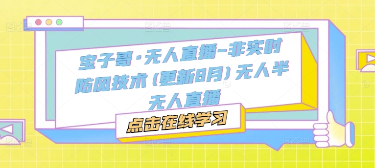 宝子哥·无人直播-非实时防风技术(更新8月)无人半无人直播-创客资源阁