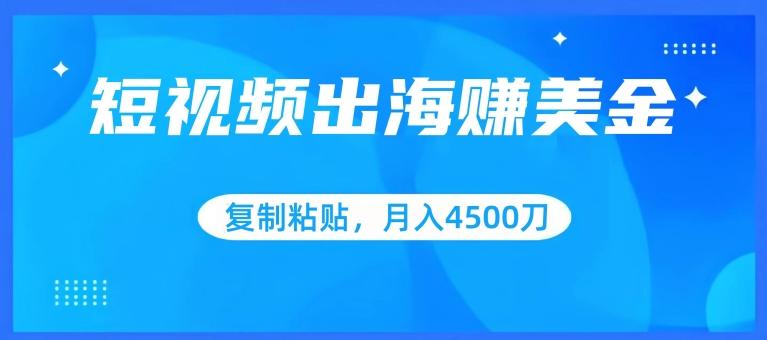 短视频出海赚美金，复制粘贴批量操作，小白轻松掌握，月入4500美刀【揭秘】-创客资源阁