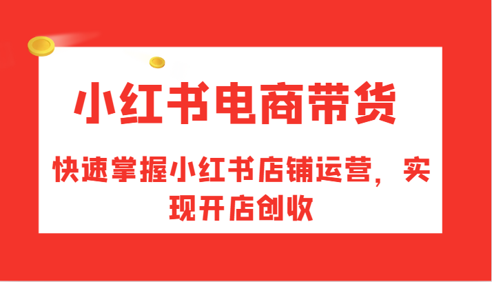 小红书电商带货，快速掌握小红书店铺运营，实现开店创收-创客资源阁