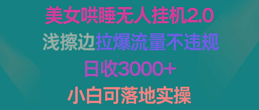 (9905期)美女哄睡无人挂机2.0，浅擦边拉爆流量不违规，日收3000+，小白可落地实操-创客资源阁