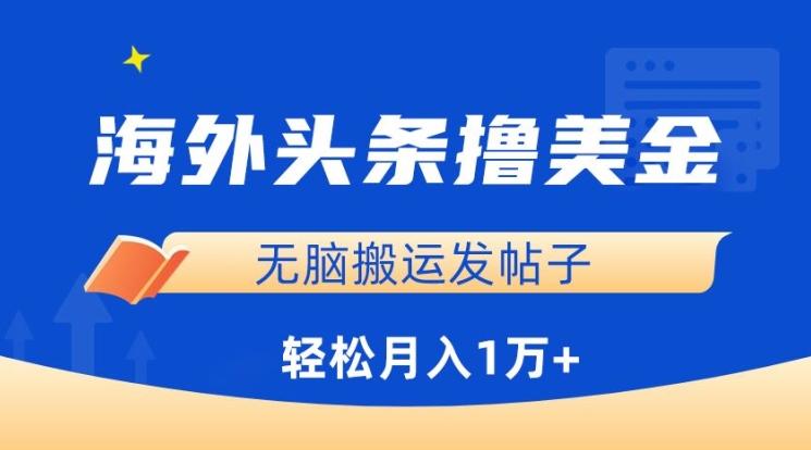 海外头条撸美金，无脑搬运发帖子，月入1万+，小白轻松掌握【揭秘】-创客资源阁