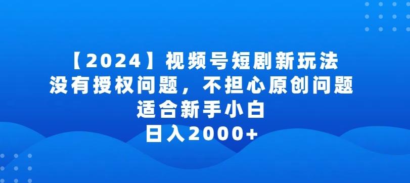 2024视频号短剧玩法，没有授权问题，不担心原创问题，适合新手小白，日入2000+【揭秘】-创客资源阁