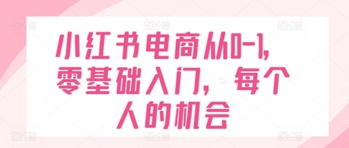 小红书电商从0-1，零基础入门，每个人的机会-创客资源阁