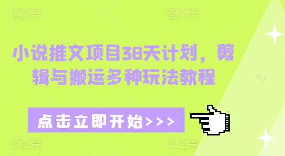 小说推文项目38天计划，剪辑与搬运多种玩法教程-创客资源阁