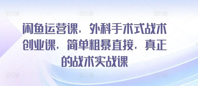 闲鱼运营课，外科手术式战术创业课，简单粗暴直接，真正的战术实战课-创客资源阁