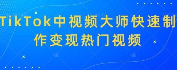 TikTok中视频大师快速制作变现热门视频-创客资源阁
