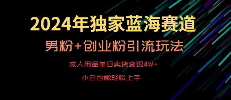 2024年独家蓝海赛道，成人用品单日卖货变现4W+，男粉+创业粉引流玩法，不愁搞不到流量【揭秘】-创客资源阁
