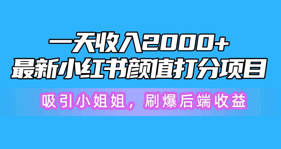 一天收入2000+，最新小红书颜值打分项目，吸引小姐姐，刷爆后端收益-创客资源阁