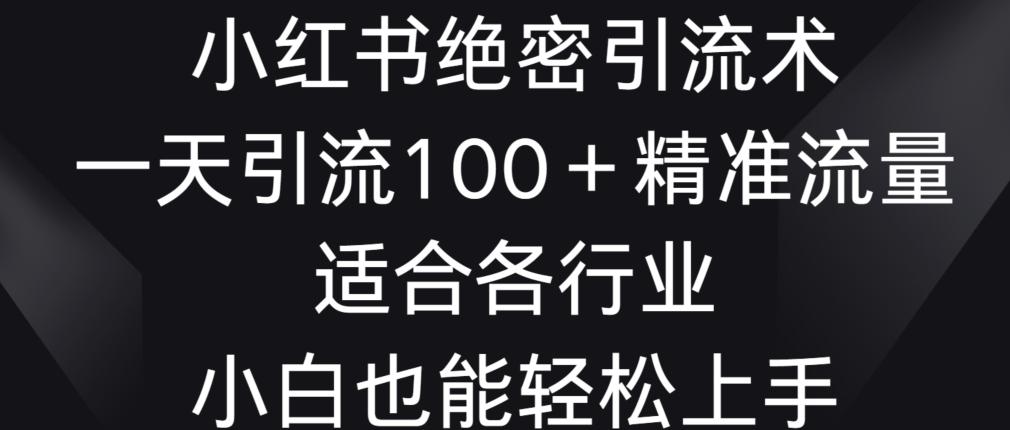 小红书绝密引流术，一天引流100+精准流量，适合各个行业，小白也能轻松上手【揭秘】-创客资源阁