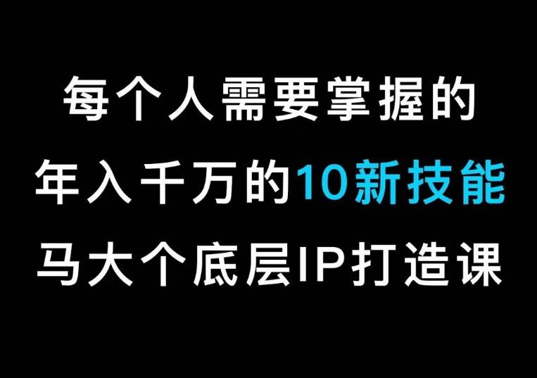 马大个的IP底层逻辑课，​每个人需要掌握的年入千万的10新技能，约会底层IP打造方法！-创客资源阁