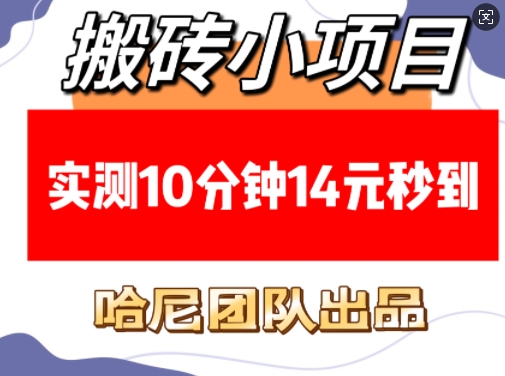 搬砖小项目，实测10分钟14元秒到，每天稳定几张(赠送必看稳定)-创客资源阁