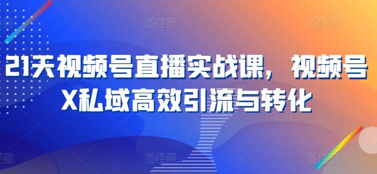 21天视频号直播实战课，视频号X私域高效引流与转化-创客资源阁