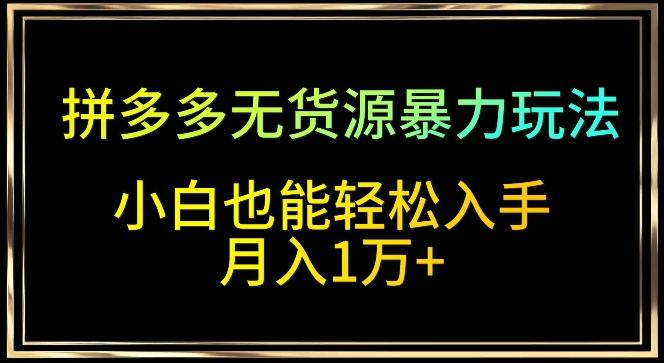 拼多多无货源暴力玩法，全程干货，小白也能轻松入手，月入1万+【揭秘】-创客资源阁