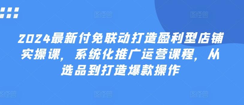 2024最新付免联动打造盈利型店铺实操课，​系统化推广运营课程，从选品到打造爆款操作-创客资源阁