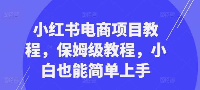 小红书电商项目教程，保姆级教程，小白也能简单上手-创客资源阁