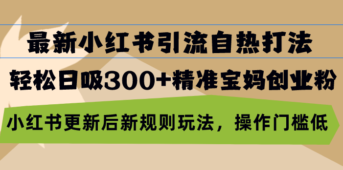 最新小红书引流自热打法，轻松日吸300+精准宝妈创业粉，小红书更新后新…-创客资源阁