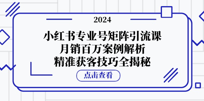 小红书专业号矩阵引流课，月销百万案例解析，精准获客技巧全揭秘-创客资源阁