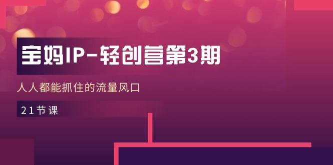 宝妈IP-轻创营第3期，人人都能抓住的流量风口(21节课-创客资源阁