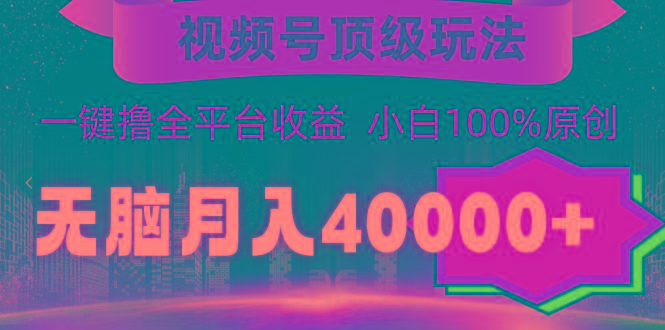 (9281期)视频号顶级玩法，无脑月入40000+，一键撸全平台收益，纯小白也能100%原创-创客资源阁