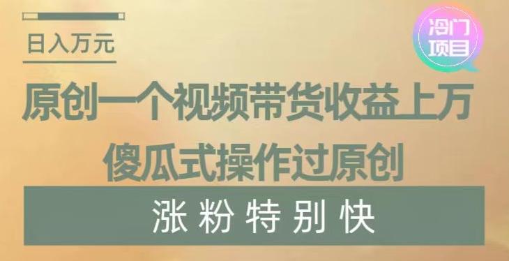 原创一个视频带货收益上万，傻瓜式操作过原创，几分钟做一个视频涨粉特别快【揭秘】-创客资源阁