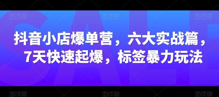 抖音小店爆单营，六大实战篇，7天快速起爆，标签暴力玩法-创客资源阁