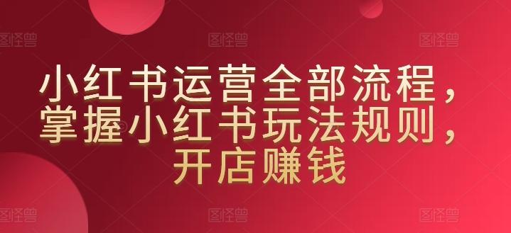 小红书运营全部流程，掌握小红书玩法规则，开店赚钱-创客资源阁