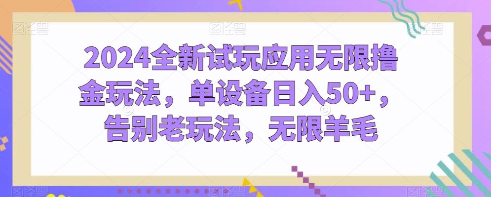 2024全新试玩应用无限撸金玩法，单设备日入50+，告别老玩法，无限羊毛【揭秘】-创客资源阁