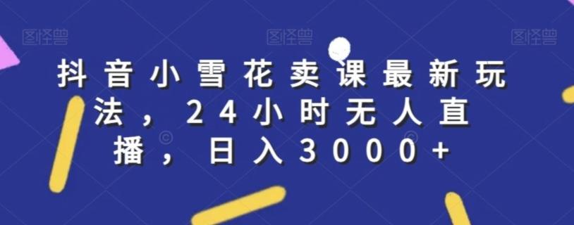 抖音小雪花卖课最新玩法，24小时无人直播，日入3000+【揭秘】-创客资源阁