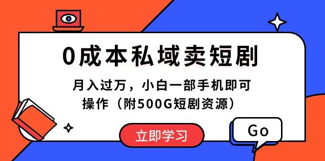 0成本私域卖短剧，月入过万，小白一部手机即可操作(附500G短剧资源-创客资源阁