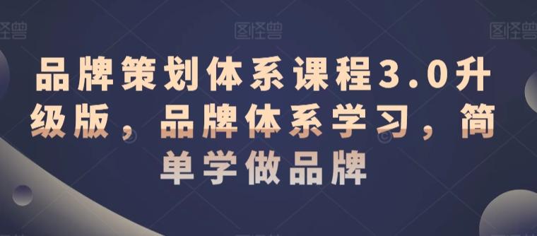 品牌策划体系课程3.0升级版，品牌体系学习，简单学做品牌-创客资源阁