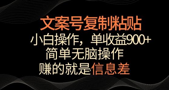 文案号掘金，简单复制粘贴，小白操作，单作品收益900+【揭秘】-创客资源阁